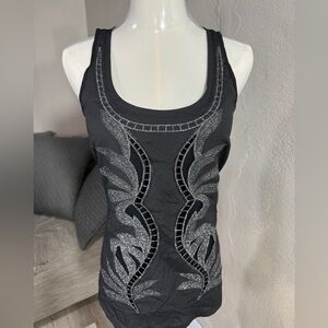 Express Black Embellished Sequin Tank Top XS Y2K Going Out Top